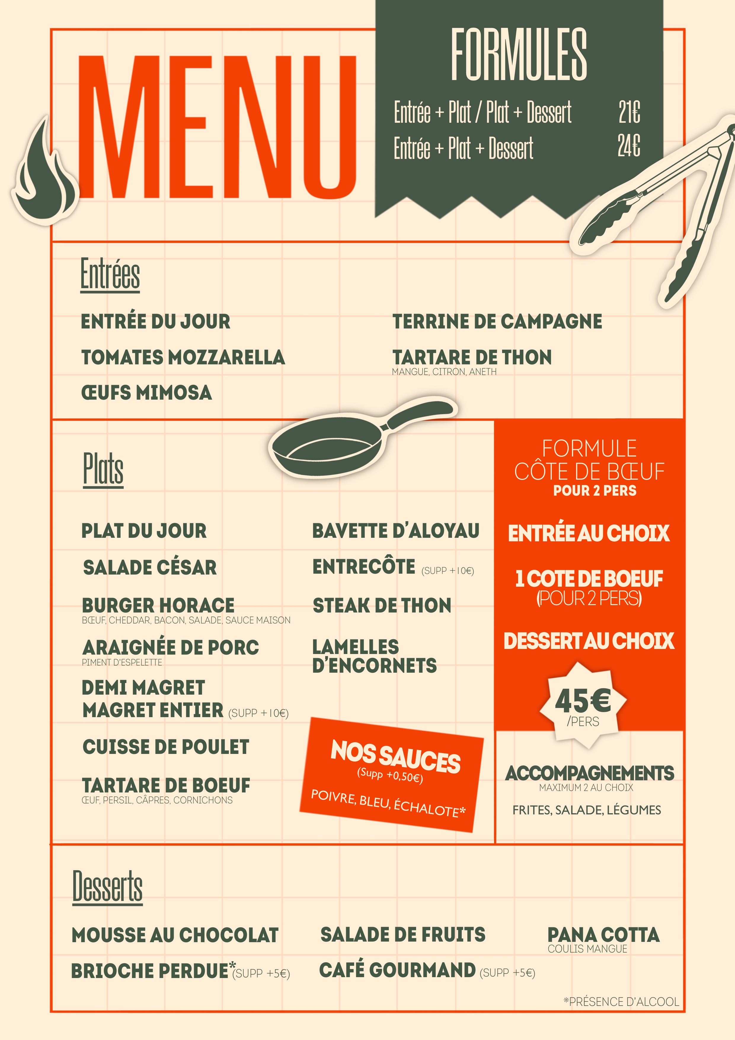 Carte du restaurant - Menu 1